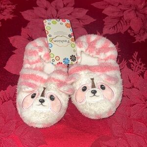 Cute Pink and White Dog Slippers